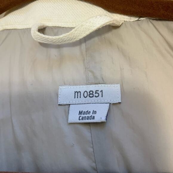 M 0851 Double Breasted Leather Tab Cream Colored Jacket with Hood size 8 - Picture 4 of 7